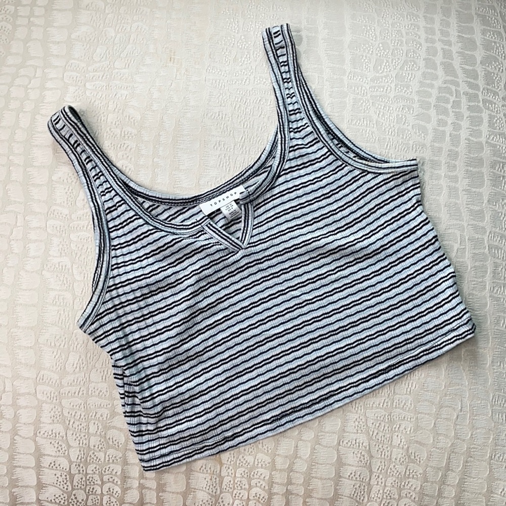 Top shop Navy Striped Crop Top